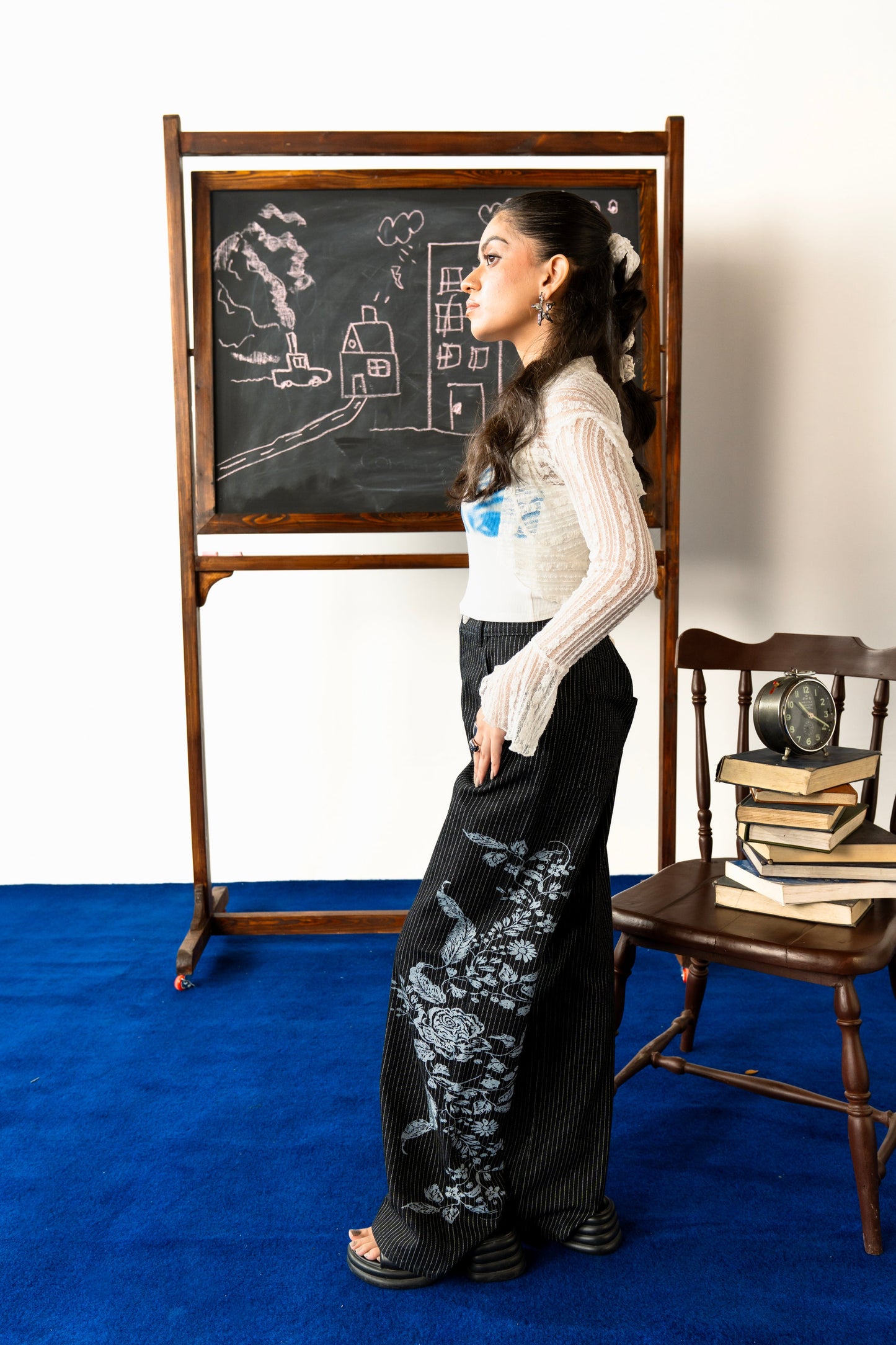 Wide-Leg Pant with Printed Motif