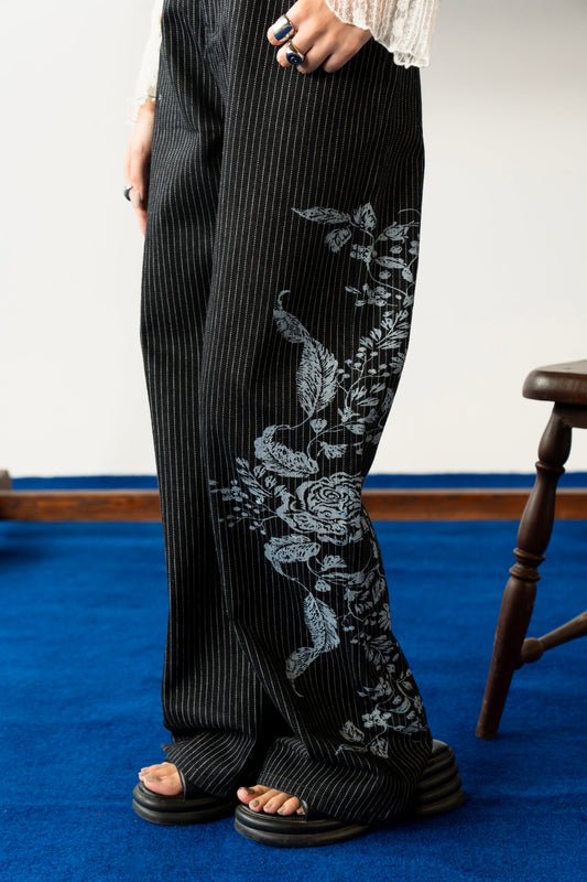 Wide-Leg Pant with Printed Motif