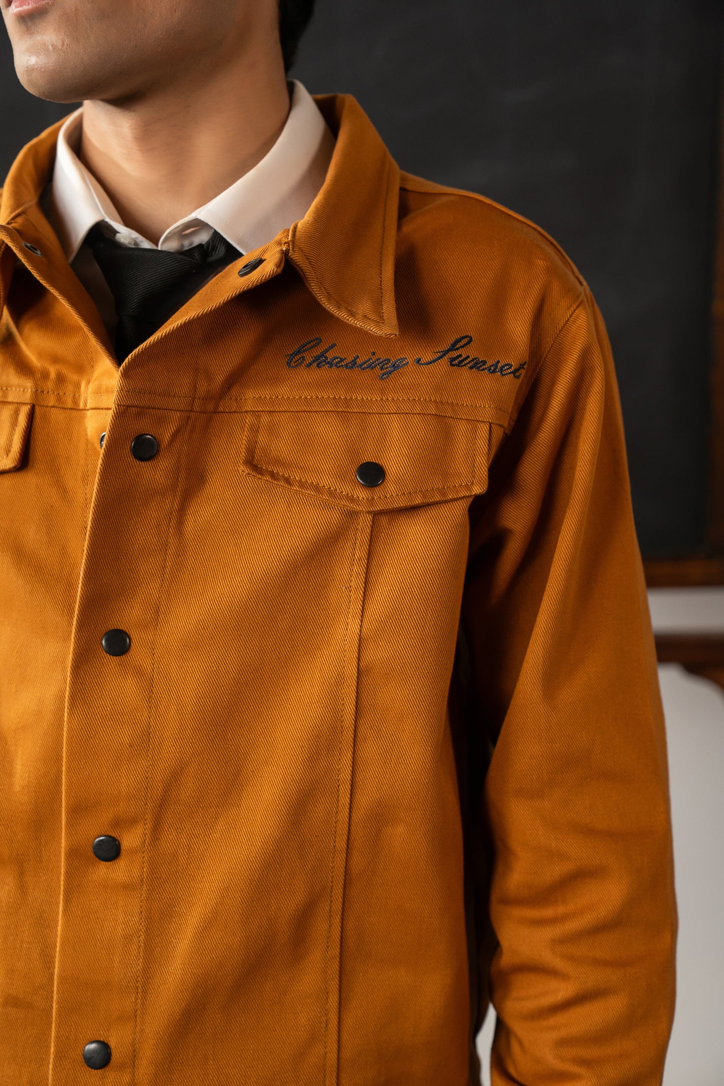 Men Jacket with Embroidered and Print Details