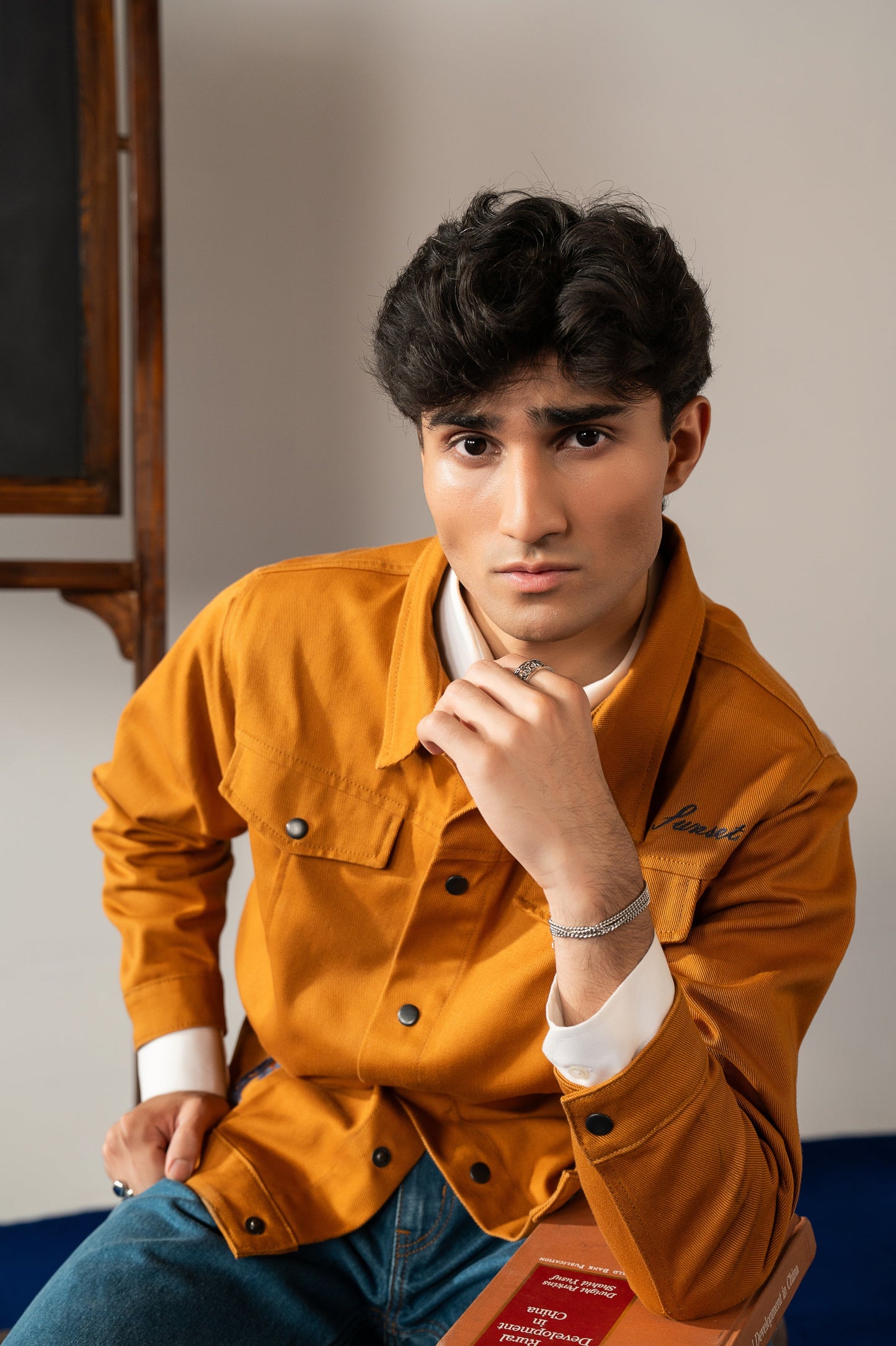 Men Jacket with Embroidered and Print Details