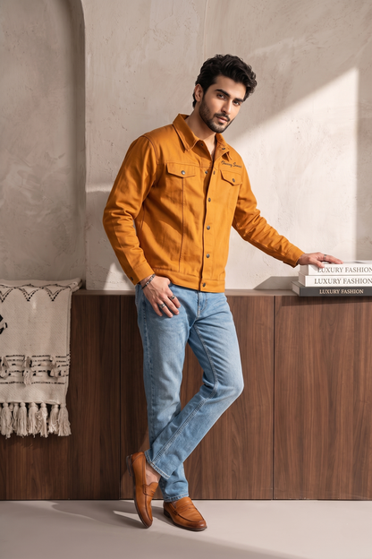 Men Jacket with Embroidered and Print Details