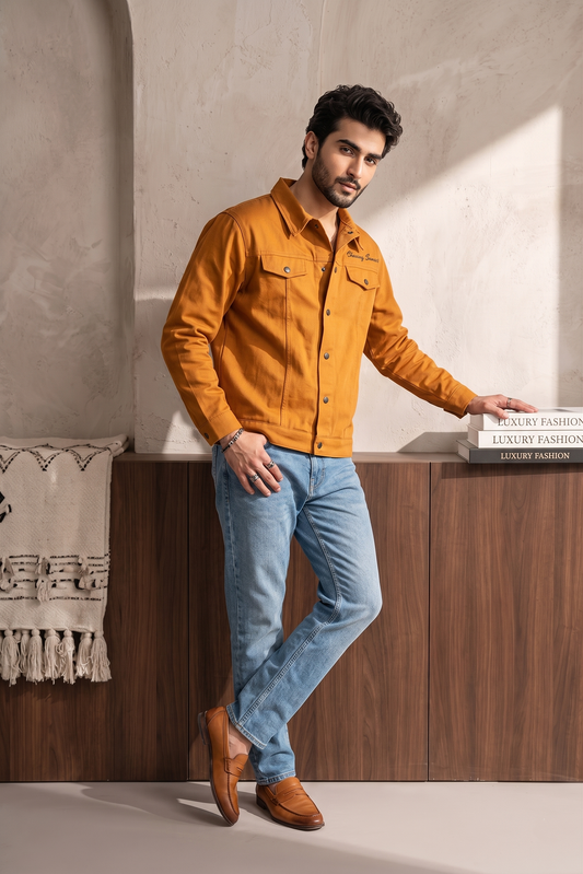 Men Jacket with Embroidered and Print Details