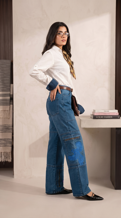 Embroidered Straight Fit Jeans