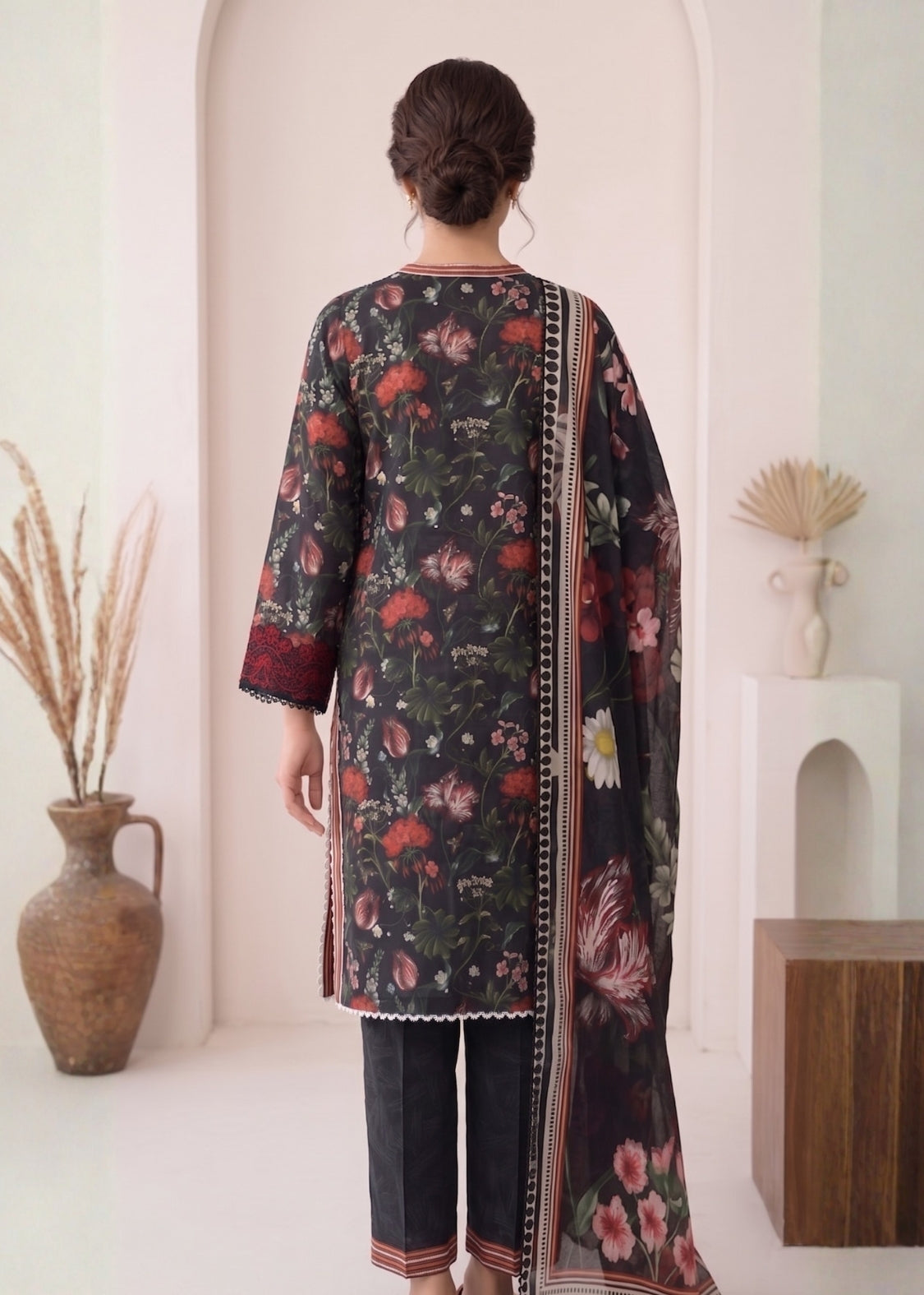 3-Pcs Stitched Lawn Suit Midnight Garden