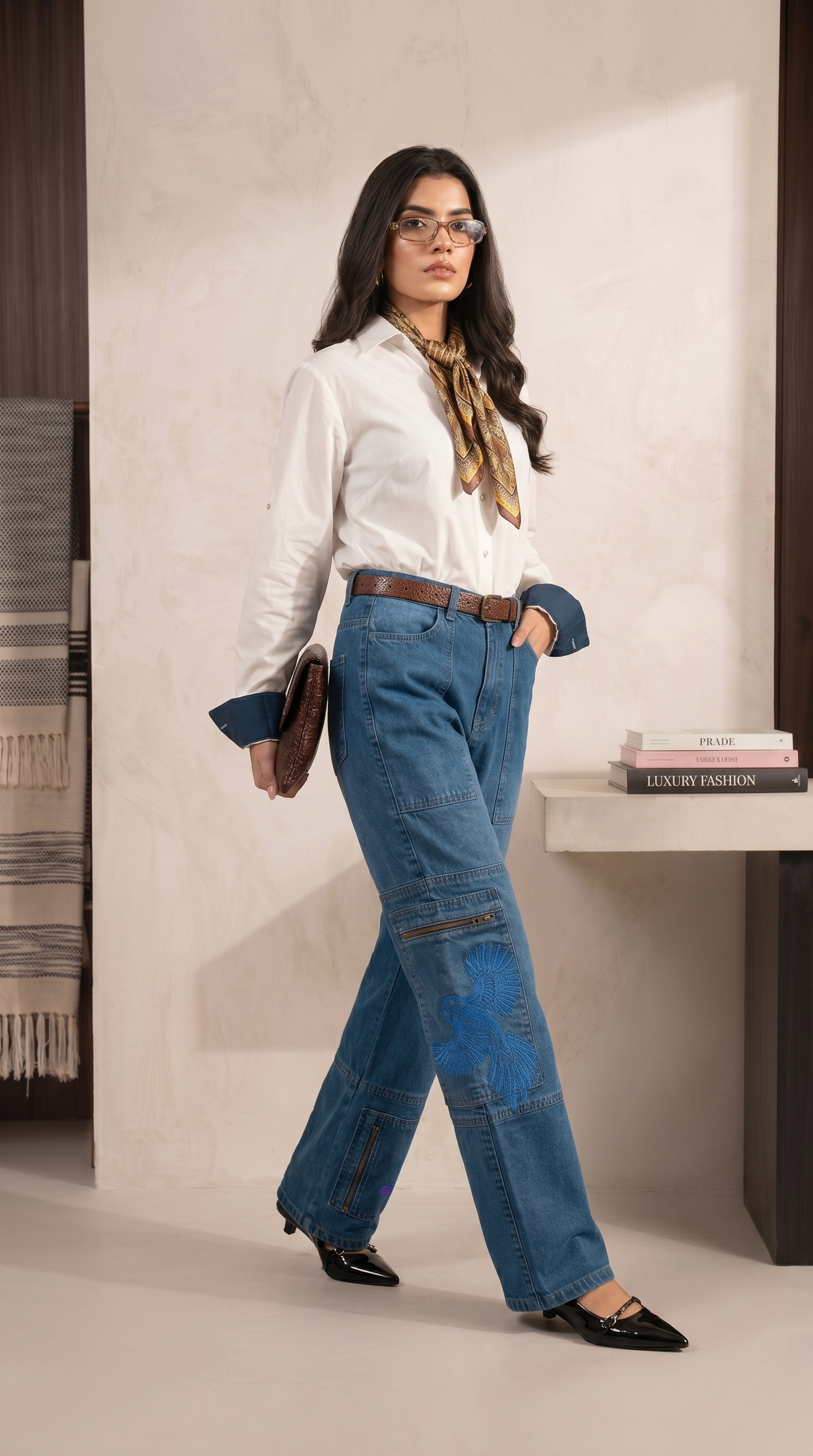 Embroidered Straight Fit Jeans