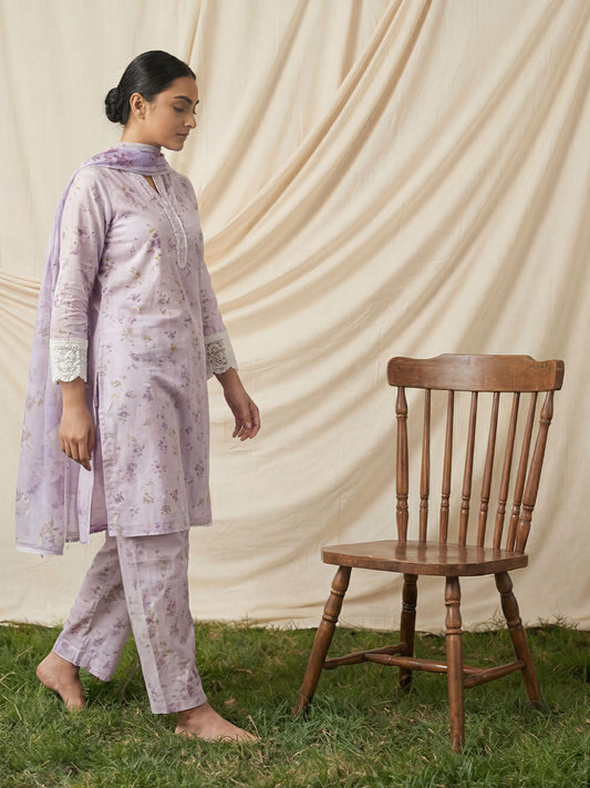 3-Pcs Stitched Lawn Suit Blush Muse