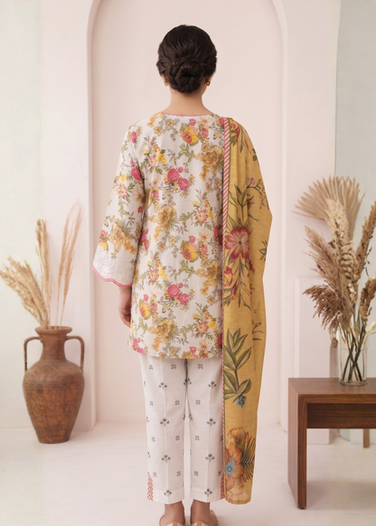3-Pcs Stitched Lawn Suit Sunlit Petals
