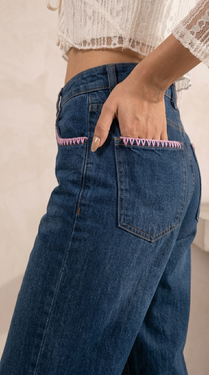 Embroidered Straight Fit Jeans