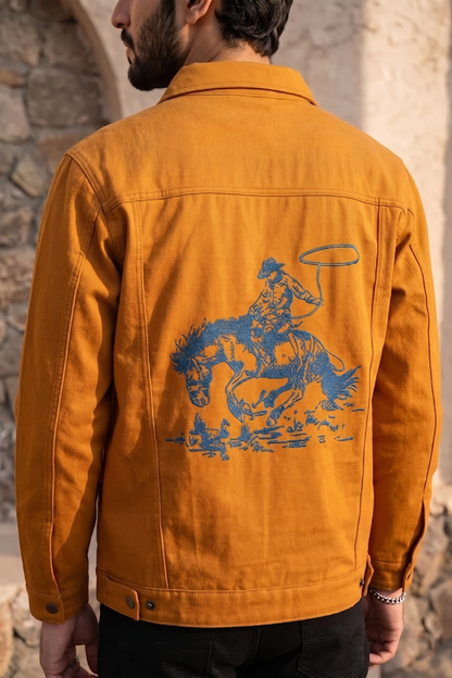 Men Jacket with Embroidered and Print Details