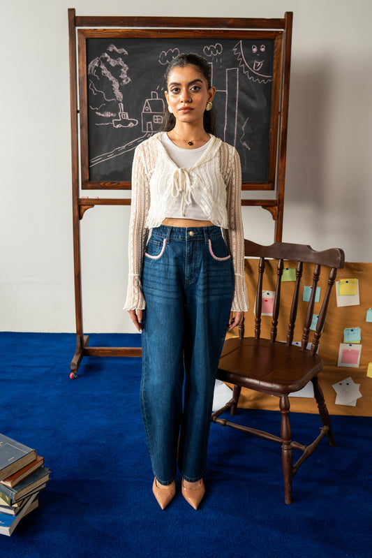 Embroidered Straight Fit Jeans