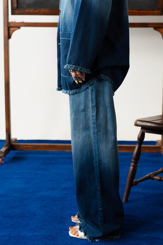 Gradient Shirt with Structured Coat Fit Cord Set Pant