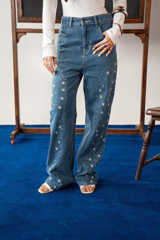 Embroidered Mom Jeans
