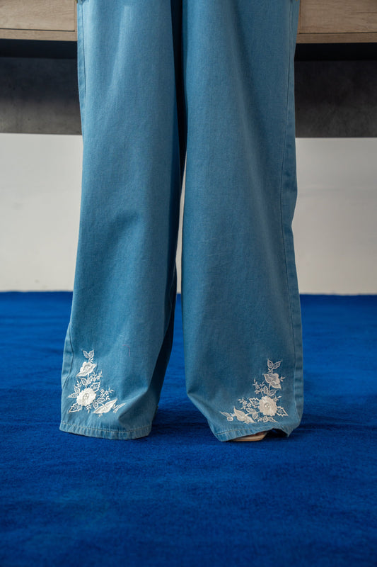 Embroidered Cord Set Pants