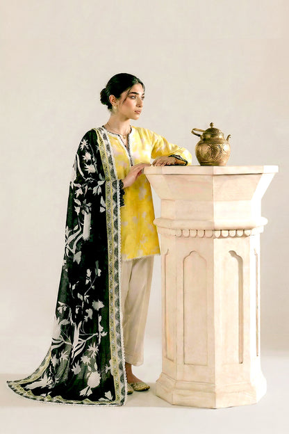 3-Pcs Stitched Lawn Suit Gold Dust