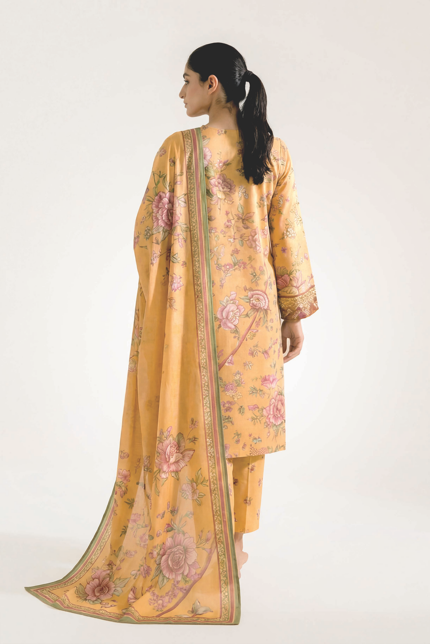 3-Pcs Stitched Lawn Suit Autumn Rose