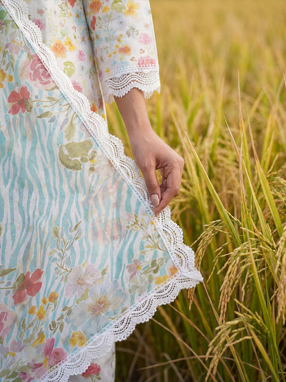 3-Pcs Stitched Lawn Suit Meadow Mist