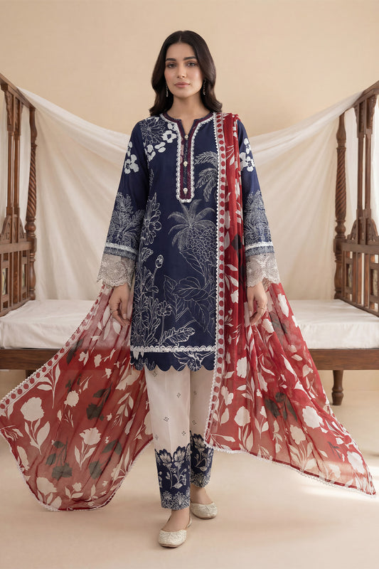 3-Pcs Stitched Lawn Suit Monochrome Muse