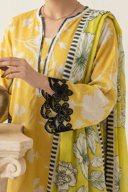 3-Pcs Stitched Lawn Suit Gold Dust